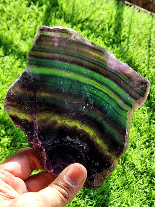 Embracing Earth's Rainbow - Raw Multi Fluorite Slab for Tranquility and Harmony