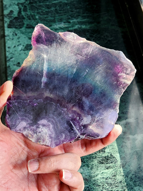 Embracing Earth's Rainbow - Raw Multi Fluorite Slab for Tranquility and Harmony