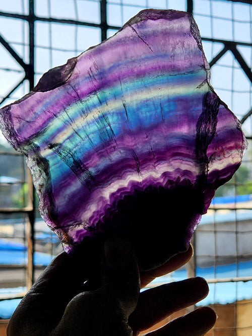 Embracing Earth's Rainbow - Raw Multi Fluorite Slab for Tranquility and Harmony