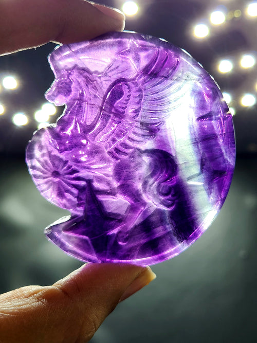 Purple Fluorite Unicorn - Where Fantasy Meets Nature's Splendor - Animal carving