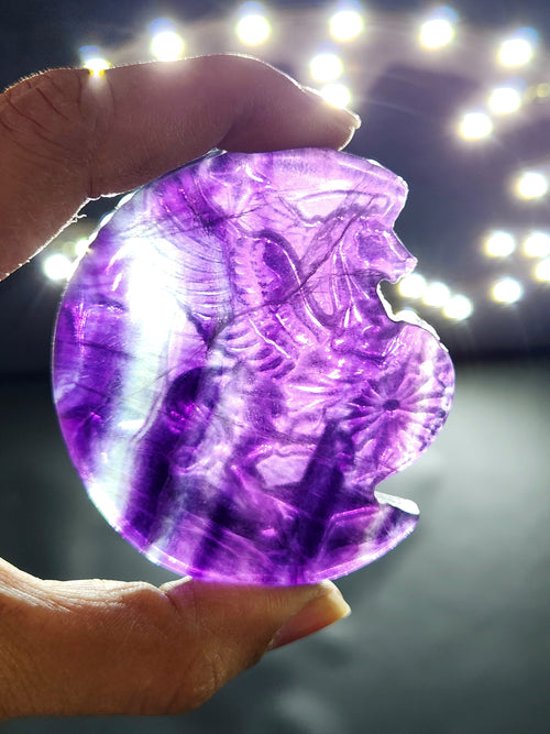 Purple Fluorite Unicorn - Where Fantasy Meets Nature's Splendor - Animal carving