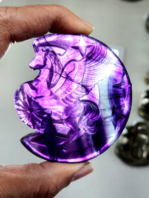 Purple Fluorite Unicorn - Where Fantasy Meets Nature's Splendor - Animal carving