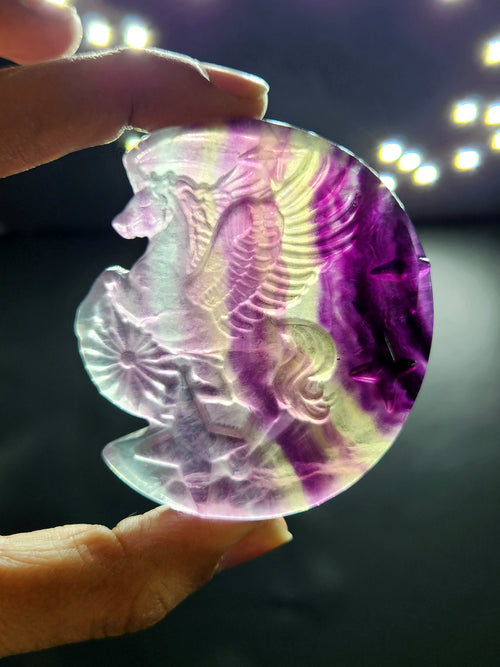 Multi Fluorite Unicorn - A Symbol of Balance and Positivity - Animal carving