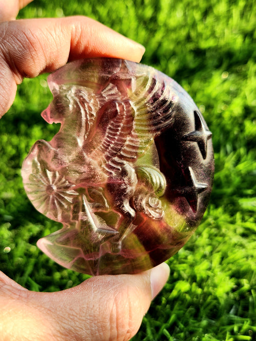Multi Fluorite Unicorn - A Symbol of Balance and Positivity - Animal carving