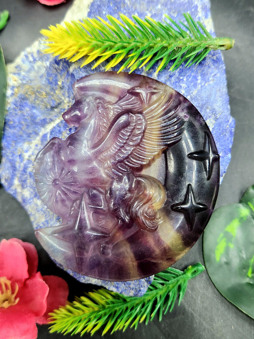 Multi Fluorite Unicorn - A Symbol of Balance and Positivity - Animal carving