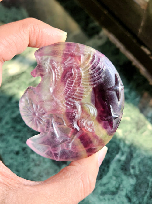 Multi Fluorite Unicorn - A Symbol of Balance and Positivity - Animal carving
