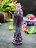 Mother Mary beautiful carving in Multi Fluorite - The Reverence and Rarity for Spiritual Connection and Home Sanctuaries