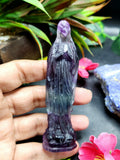 Mother Mary beautiful carving in Multi Fluorite - The Reverence and Rarity for Spiritual Connection and Home Sanctuaries