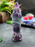 Mother Mary carving in Multi Fluorite - A Radiant Fusion of Faith and Healing