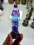 Mother Mary carving in Multi Fluorite - A Radiant Fusion of Faith and Healing