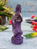 Amethyst Kwan Yin Handmade Carving - Channeling Healing and Protection