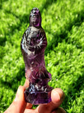 Amethyst Kwan Yin Handmade Carving - Channeling Healing and Protection