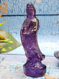 Amethyst Kwan Yin Handmade Carving - Channeling Healing and Protection