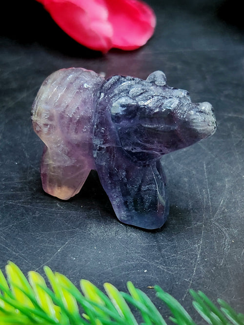 Multi Fluorite Bear Carving - Harmonious Whimsy & Tranquil Guardian | Animal carving | Home Decor
