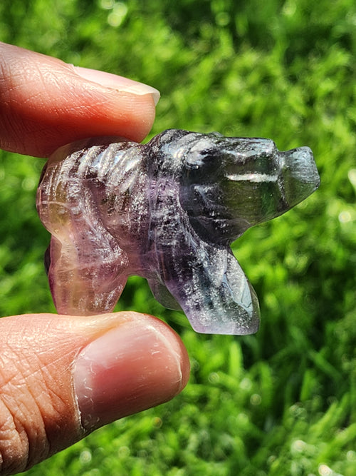 Multi Fluorite Bear Carving - Harmonious Whimsy & Tranquil Guardian- Animal carving