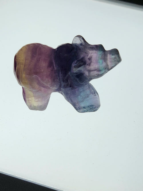 Multi Fluorite Bear Carving - Harmonious Whimsy & Tranquil Guardian | Animal carving | Home Decor