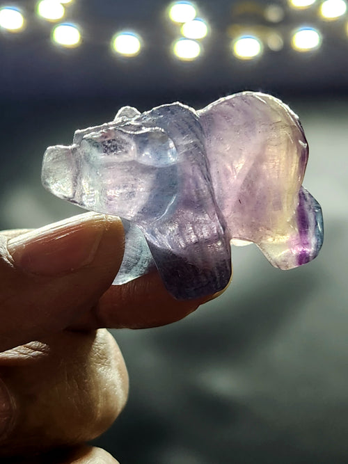 Multi Fluorite Bear Carving - Harmonious Whimsy & Tranquil Guardian | Animal carving | Home Decor