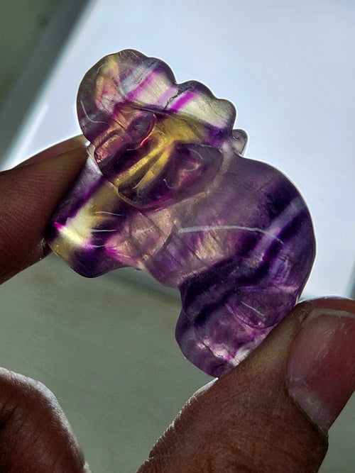 Purple Fluorite Elephant Carving - A Symbol of Tranquility and Spiritual Balance - Animal carving