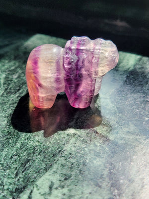 Purple Fluorite Elephant Carving - Balancing Energies in Art and Healing - Animal carving