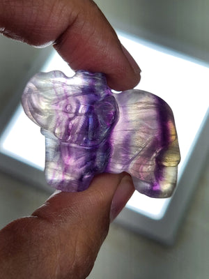 Purple Fluorite Elephant Carving - Balancing Energies in Art and Healing - Animal carving