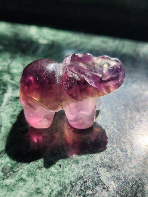 Purple Fluorite Elephant Carving - Balancing Energies in Art and Healing - Animal carving