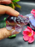 Purple Fluorite Elephant Carving - Balancing Energies in Art and Healing - Animal carving