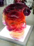 Candy Purple Fluorite Skull with Chameleon Head - Harmonizing Energies & Enhancing Spaces for Well-Being