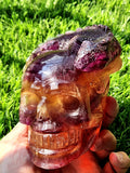 Candy Purple Fluorite Skull with Chameleon Head - Harmonizing Energies & Enhancing Spaces for Well-Being