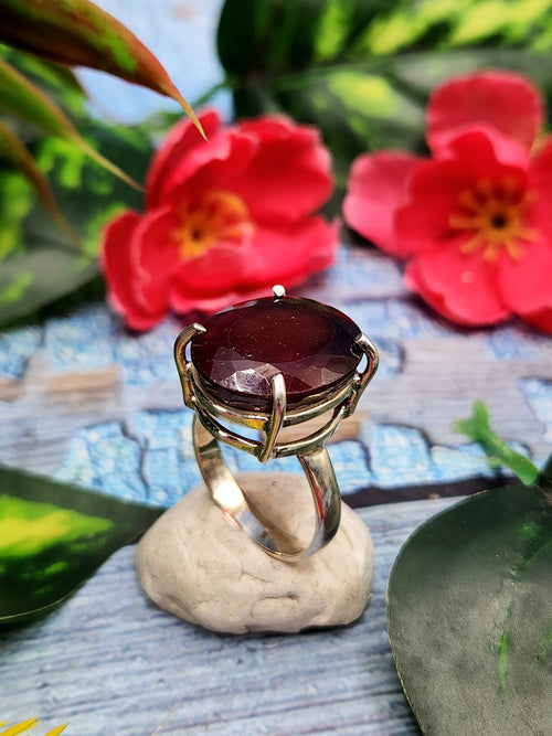 Hessonite Garnet Silver Ring - Symbolizing Resilience on Special Occasions - Finger Ring