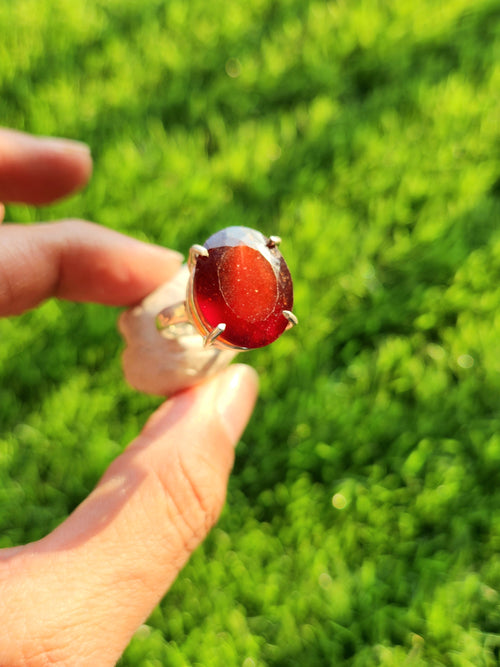 Hessonite Garnet Silver Ring - Symbolizing Resilience on Special Occasions - Finger Ring