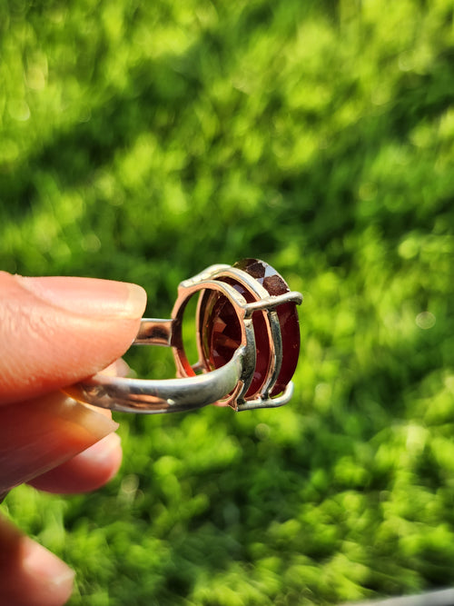 Hessonite Garnet Silver Ring - Symbolizing Resilience on Special Occasions - Finger Ring