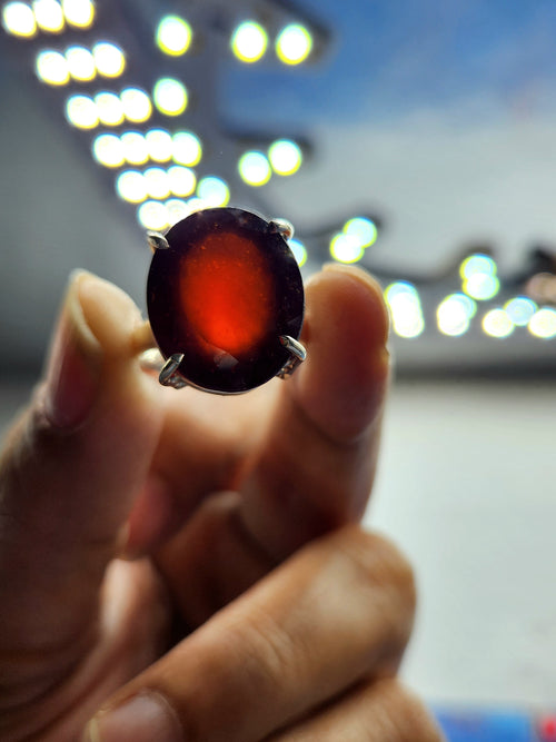 Hessonite Garnet Silver Ring - Symbolizing Resilience on Special Occasions - Finger Ring