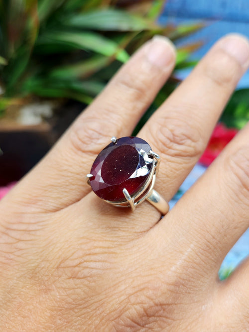 Hessonite Garnet Silver Ring - Symbolizing Resilience on Special Occasions - Finger Ring