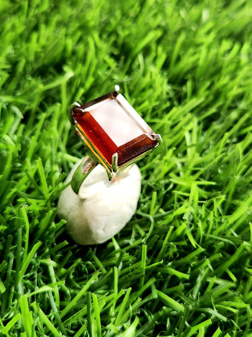 Hessonite Garnet Silver Finger Ring - Embracing Vitality & Symbolizing Resilience on Special Occasions