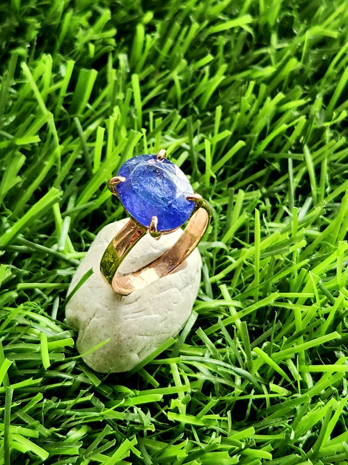 Tanzanite Finger Ring in 925 Silver with Rose Gold Rhodium Plating - The Splendor of Radiant Transformation - Finger Ring