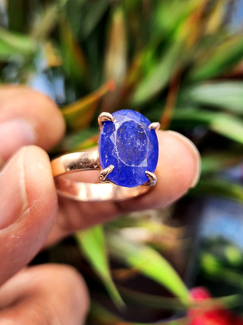 Tanzanite Finger Ring in 925 Silver with Rose Gold Rhodium Plating - The Splendor of Radiant Transformation - Finger Ring