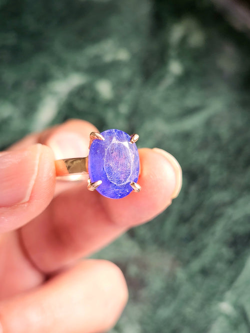 Tanzanite Finger Ring in 925 Silver with Rose Gold Rhodium Plating - The Splendor of Radiant Transformation - Finger Ring