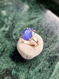 Tanzanite Finger Ring in 925 Silver with Rose Gold Rhodium Plating - Radiance and Serenity - Finger Ring