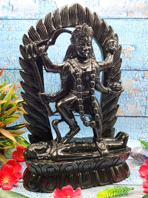Goddess Kali in Black Agate - Symbol of Divine Power and Protection | Mata Kali statue | Home Decor | Goddess Kali Murti | gift a Goddess Kali