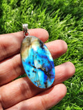 Labradorite Floral Carving Oval Pendant - Radiant Elegance and Mystical Aura