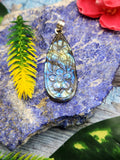 Labradorite Floral Carving Pendant - Nature's Mystique in 925 Silver