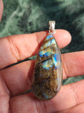 Labradorite Floral Carving Pendant - Nature's Mystique in 925 Silver