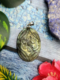 Labradorite Floral Carving Pendant with 925 Silver Loop - A Fusion of Nature's Beauty & Enchanting Harmony