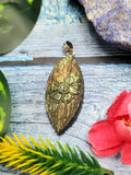 Labradorite Floral Carving Pendant with 925 silver loop - Nature's Elegance and Metaphysical Radiance