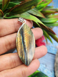 Labradorite Floral Carving Pendant with 925 silver loop - Nature's Elegance and Metaphysical Radiance