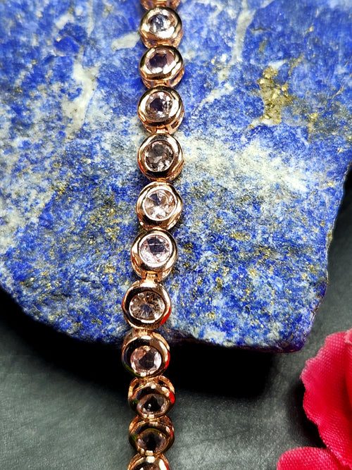 Pink Tourmaline Bracelet in 925 Silver with Pink Gold Rhodium Plating - A Symphony of Elegance and Grace