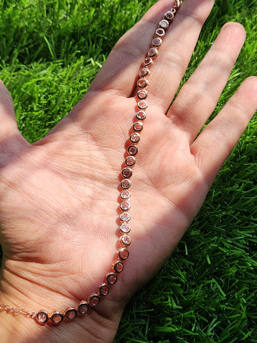 Pink Tourmaline Bracelet in 925 Silver with Pink Gold Rhodium Plating - A Symphony of Elegance and Grace