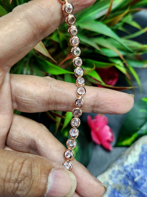 Pink Tourmaline Bracelet in 925 Silver with Pink Gold Rhodium Plating - A Symphony of Elegance and Grace