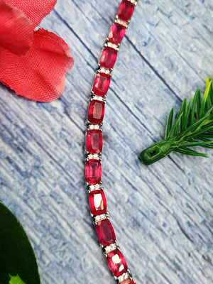 Ruby Bracelet in 925 Silver with Rhodium Plating - Radiant Beauty and Timeless Elegance