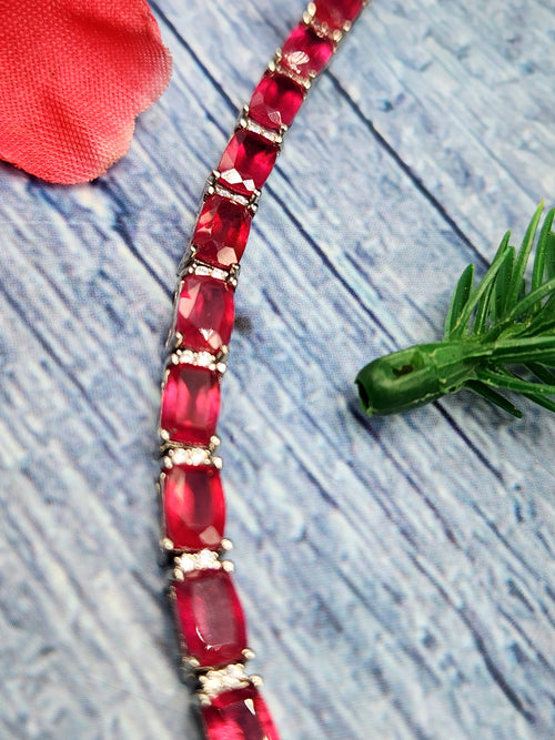 Ruby Bracelet in 925 Silver with Rhodium Plating - Radiant Beauty and Timeless Elegance